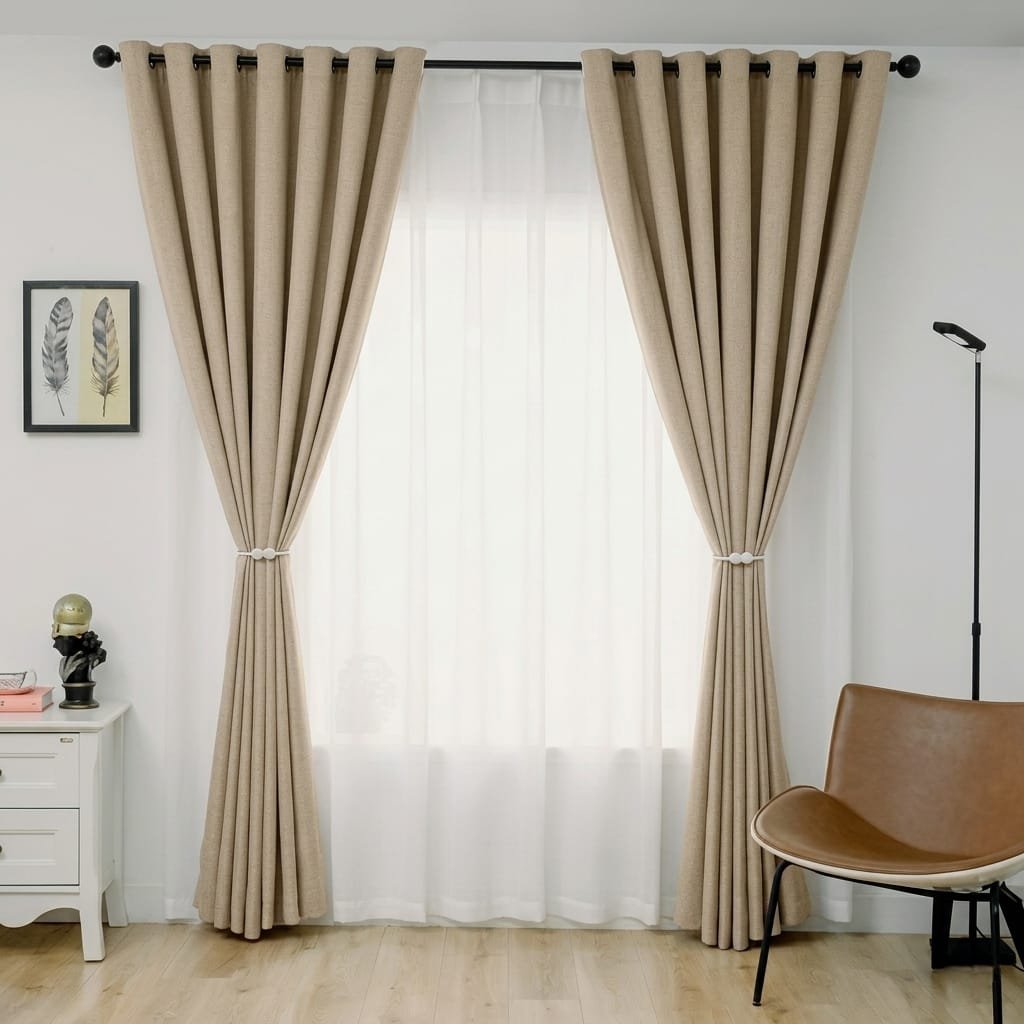 Cortina Blackout Engomada Beige