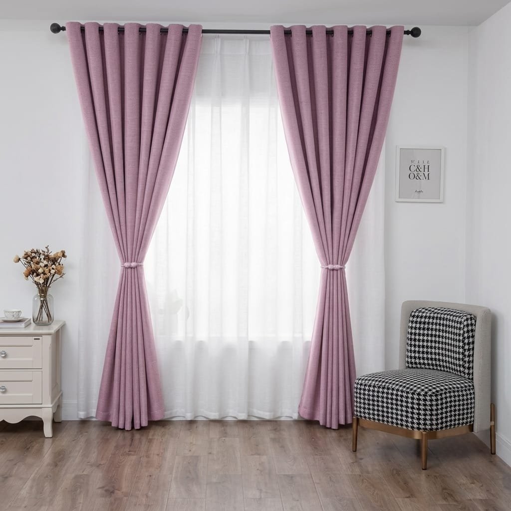 Cortina Blackout Engomada Malva