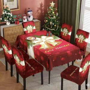MANTEL + 6 FUNDAS DE SILLA NAVIDAD 07