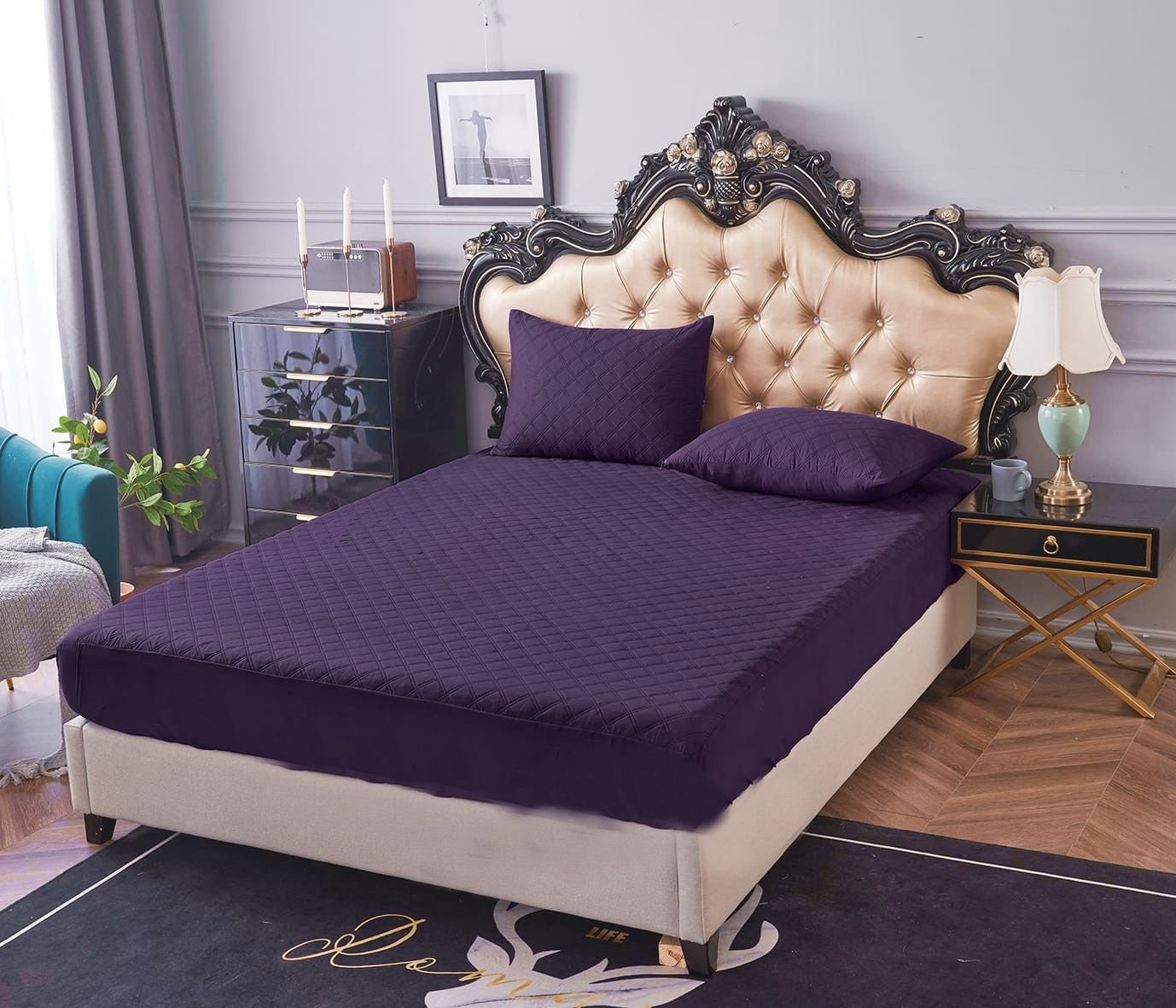 CUBRECOLCHON KING MORADO
