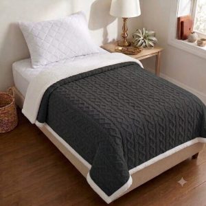 FRAZADA 150 x 200 CM TRENZA NEGRO