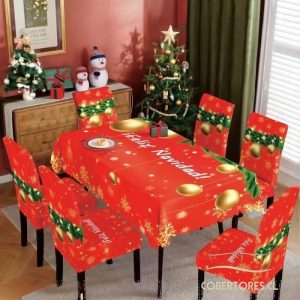 MANTEL + 6 FUNDAS DE SILLA NAVIDAD 05