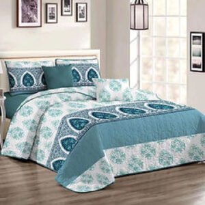 Cubrecama Quilt Verano Medallones Turquesa Super King