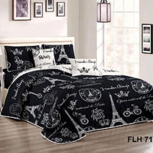 Cubrecama Quilt Verano Torre Eiffel Paris Negro Super King