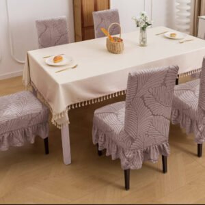 Set 6 Fundas de Silla Texturizadas Hojas Beige