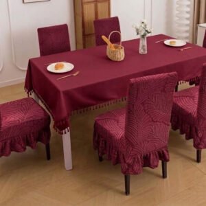 Set 6 Fundas de Silla Texturizadas Vuelo Burdeo Hojas