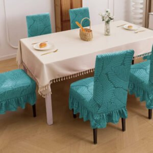 Set 6 Fundas de Silla Texturizadas Hojas Calipso con Vuelo