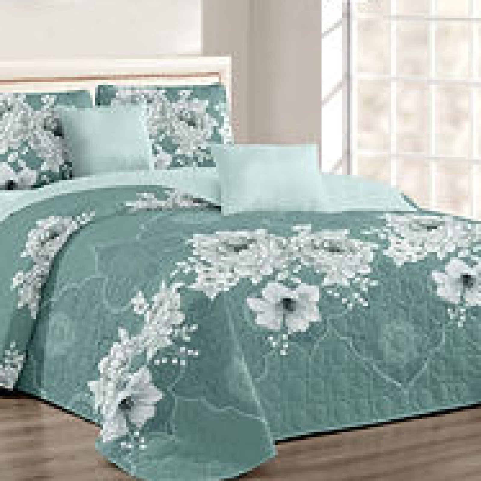 Cubrecama Quilt Verano Flores Blancas Calipso Super King - Imagen 2